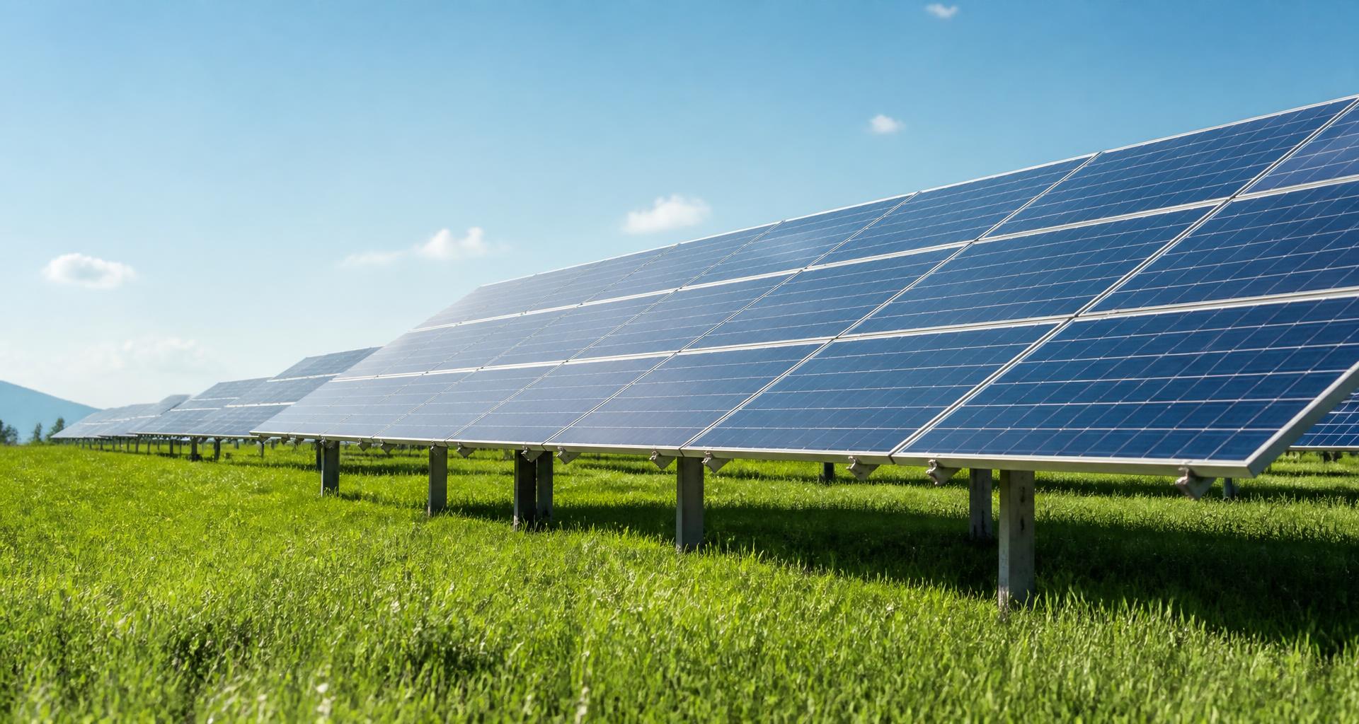 Parque de paneles solares de Enersa Solar en un campo verde
